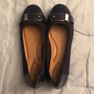 Navy Blue Flats with Buckle